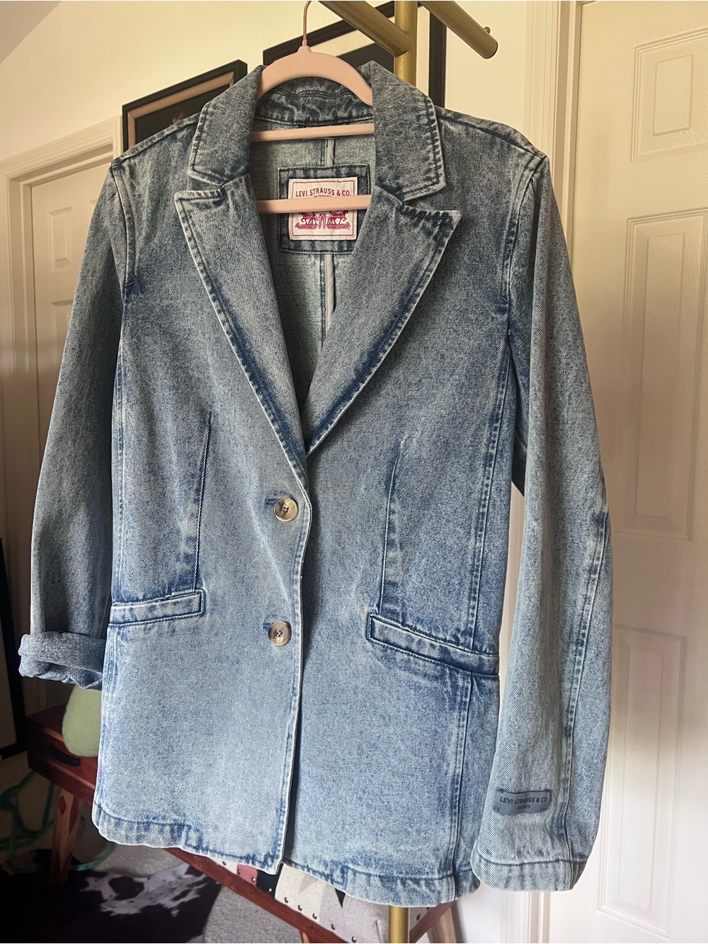 Levi's Washed Denim Button Blazer Jacket NWOT Small